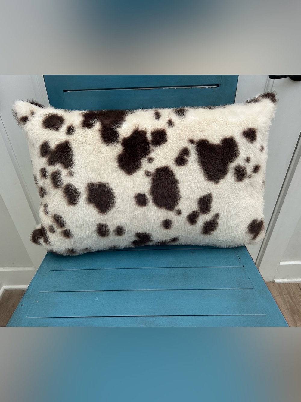 “New” Magaschoni Faux Fur Spotted Pillow - Cream and Brown Spots
